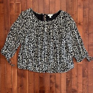 Tamara Black and White Print Bubble Blouse Size 1X